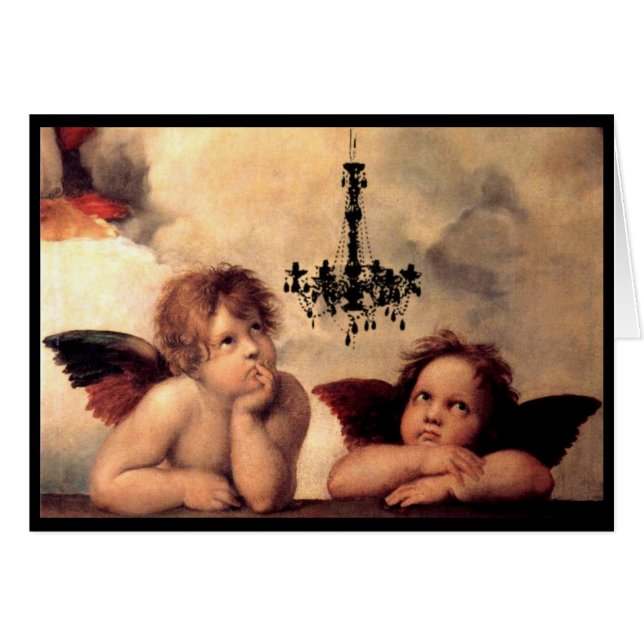 Sistine Madonna Cherubs Looking At a Chandelier (Front Horizontal)