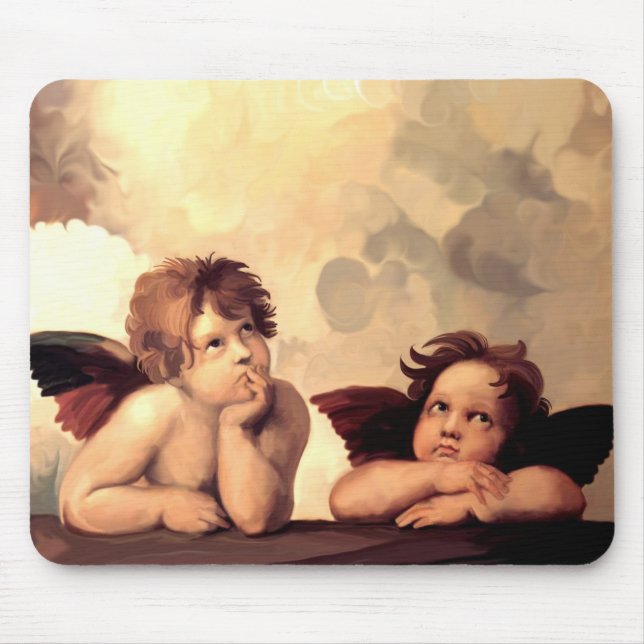 Sistine Madonna Cherubs Raffaelo Sanzio Mouse Pad (Front)
