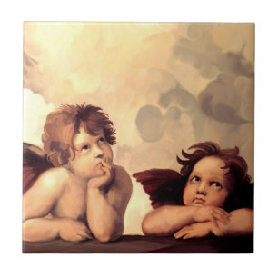 Sistine Madonna Cherubs Raffaelo Sanzio Tile