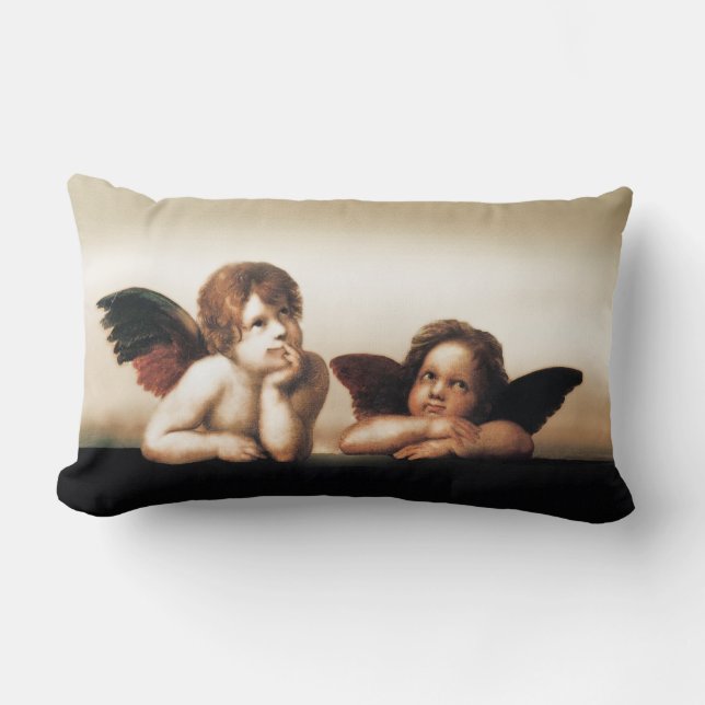 Sistine Madonna Cherubs Thinking Lumbar Cushion (Front)