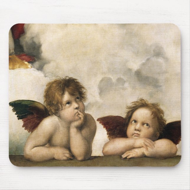 Sistine Madonna Detail, Raphael Mouse Pad (Front)