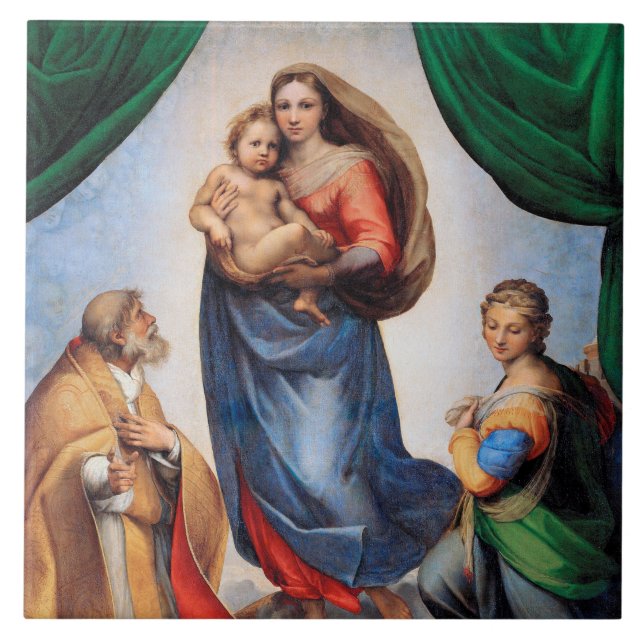 Sistine Madonna, Raphael Ceramic Tile (Front)