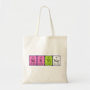 Sistine periodic table name tote bag