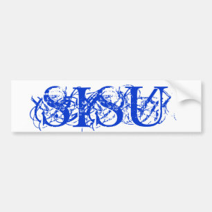 SISU Abstract Blue Text on White Bumper Sticker