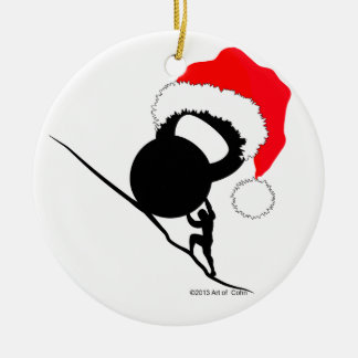 Sisyphus Kettlebell Merry Christmas Ceramic Ornament