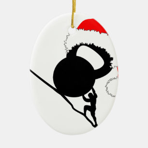 Sisyphus Kettlebell Merry Christmas Ceramic Tree Decoration