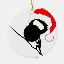 Sisyphus Kettlebell Merry Christmas Ceramic Tree Decoration