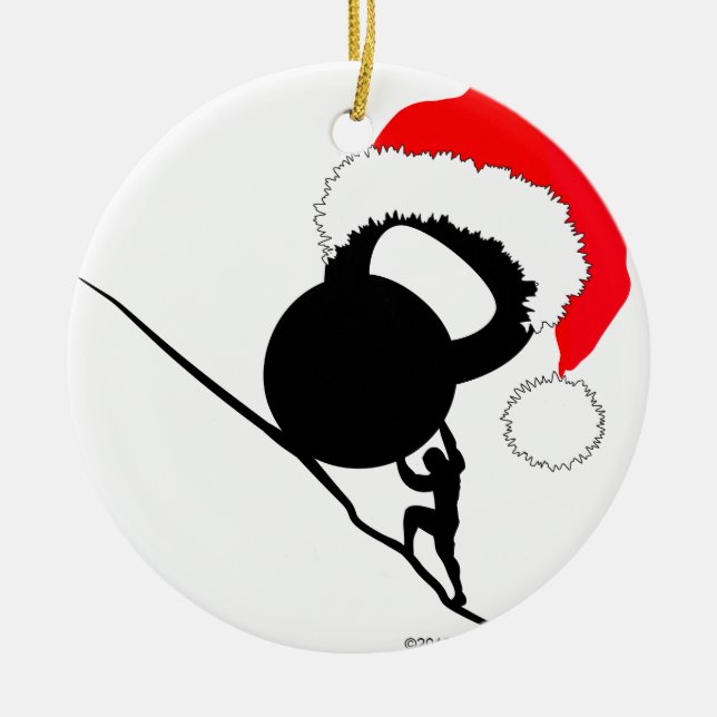 Sisyphus Kettlebell Merry Christmas Ceramic Tree Decoration (Front)