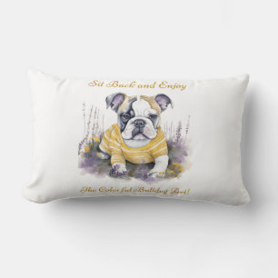 Sit back and enjoy the colorful bulldog art! lumbar cushion