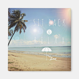 Sit back and Relax Palm Trees on a Tropical Beach Magnet