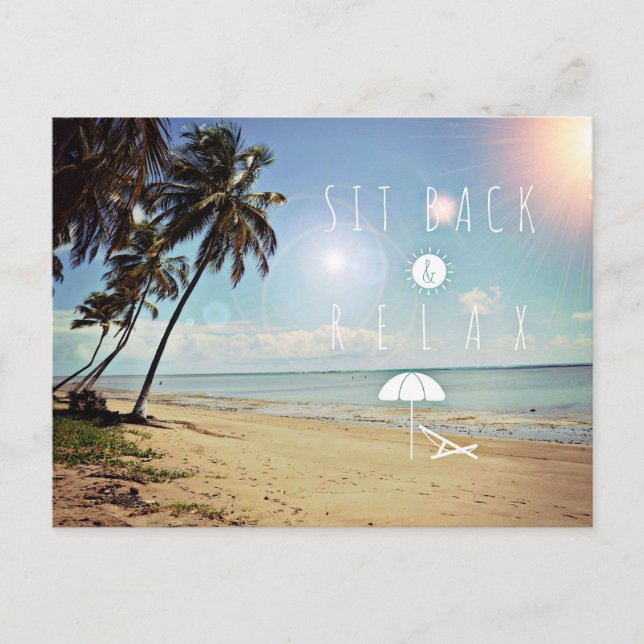 Sit back and Relax Palm Trees on a Tropical Beach Postcard (Front)