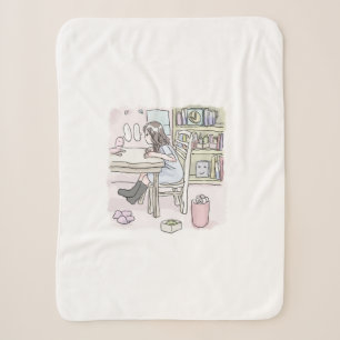 sit down at a desk in a small room sherpa blanket