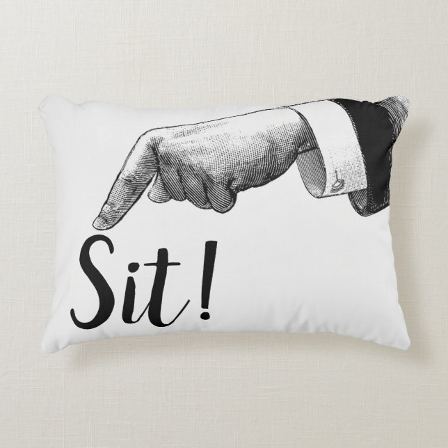 Sit Down Pointing Cushion Pillow (Front)