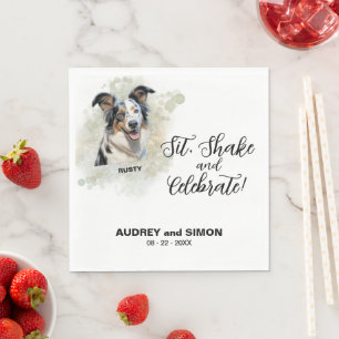 Sit, Shake & Celebrate Australian Koolie Wedding Napkin
