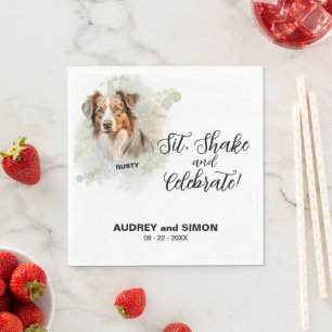 Sit, Shake & Celebrate Australian Shephard Wedding Napkin