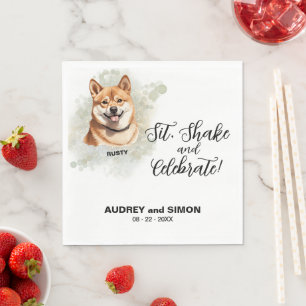 Sit, Shake & Celebrate Shiba Inu Wedding Napkin