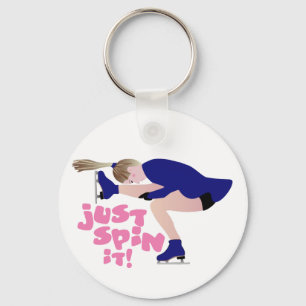 Sit Spin Ice Skating Keychain