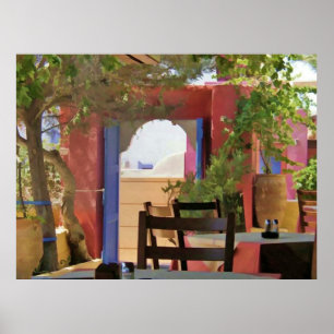 Sit & Stay Awhile Greek Taverna Poster