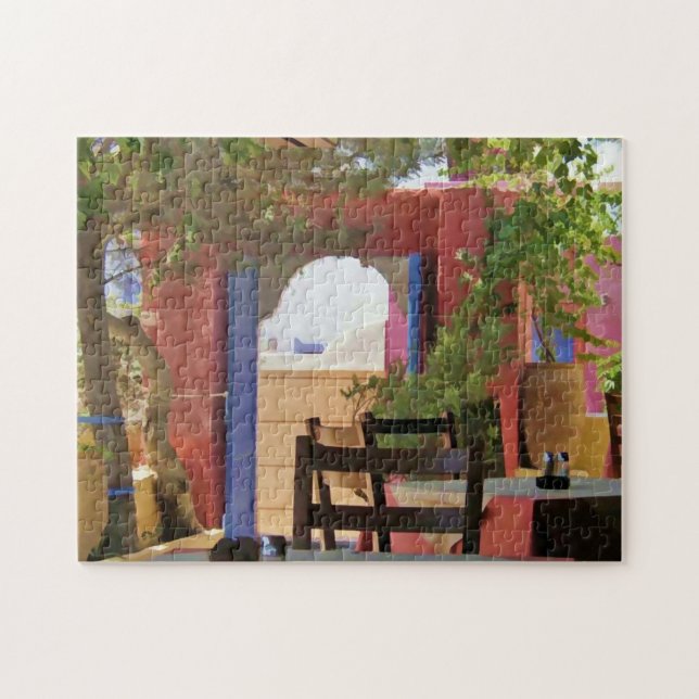 Sit & Stay Awhile Greek Taverna Poster Jigsaw Puzzle (Horizontal)