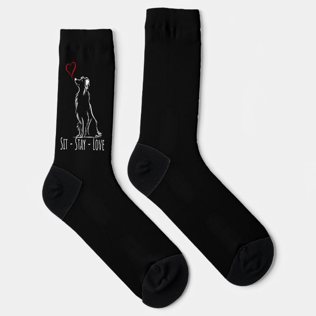 Sit-Stay-Love Border Collie Socks (Right)