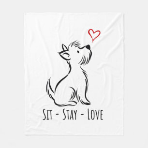 Sit-Stay-Love Westie Fleece Blanket