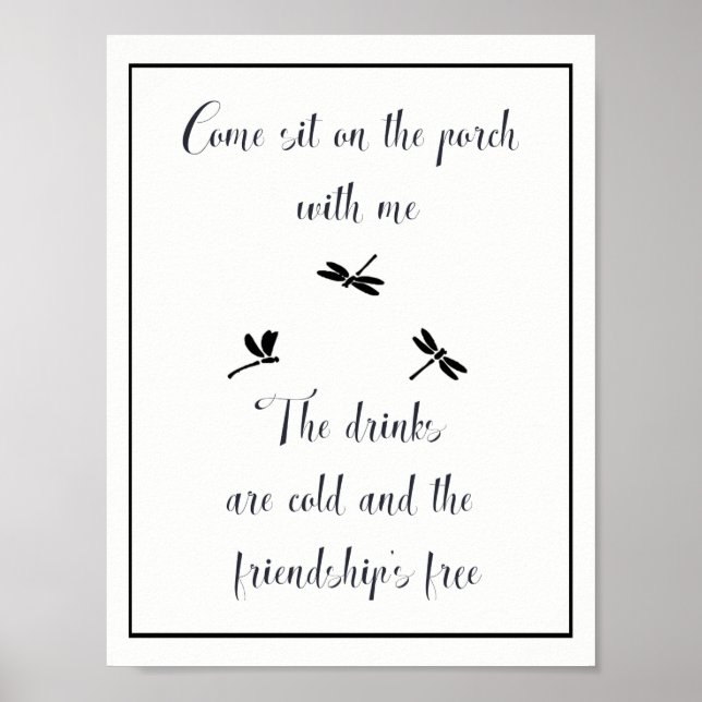 Sit with me on the Porch Summer or Beach Quote Poster (Front)