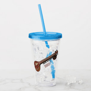Sitar cartoon illustration acrylic tumbler