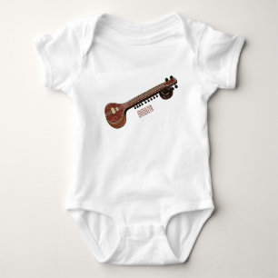 Sitar cartoon illustration baby bodysuit