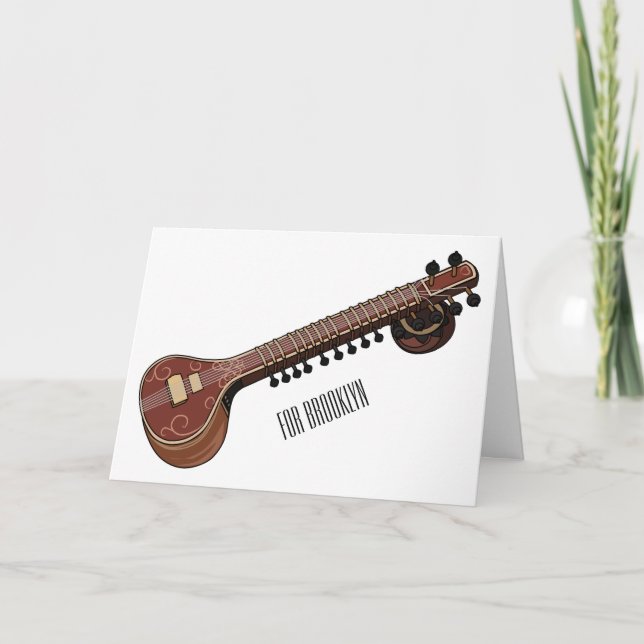 Sitar cartoon illustration card (Front)