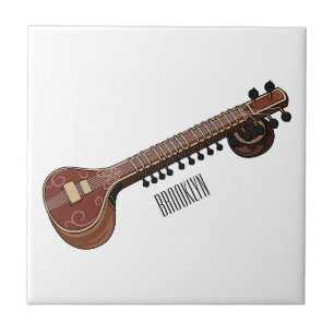Sitar cartoon illustration ceramic tile