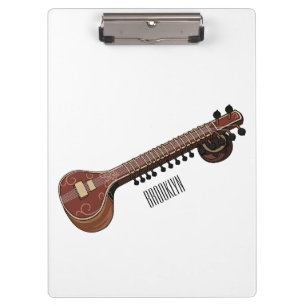 Sitar cartoon illustration clipboard