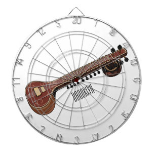 Sitar cartoon illustration dartboard