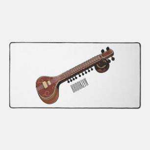Sitar cartoon illustration desk mat