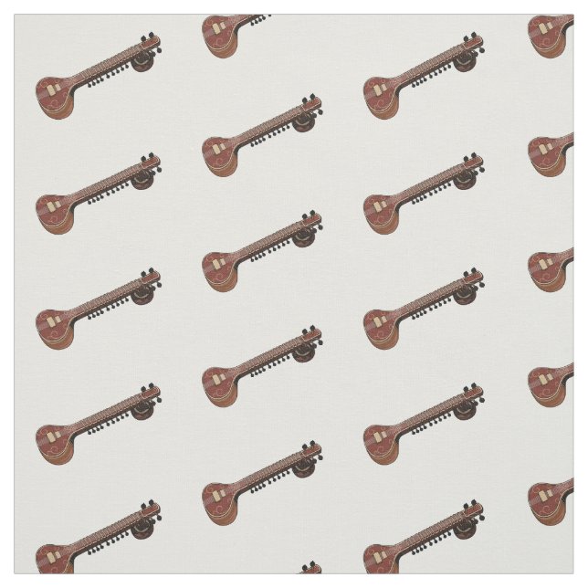 Sitar cartoon illustration fabric (Swatch)