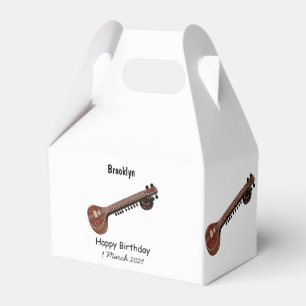 Sitar cartoon illustration favour box