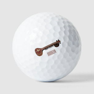 Sitar cartoon illustration golf balls