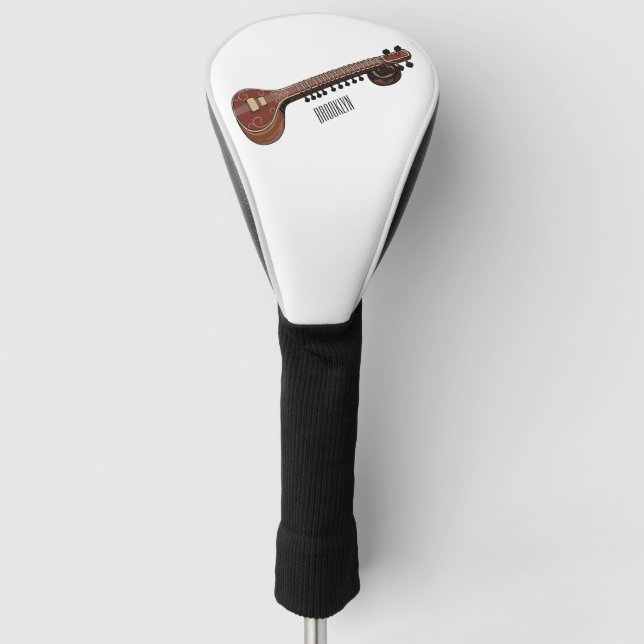 Sitar cartoon illustration golf head cover (Front)