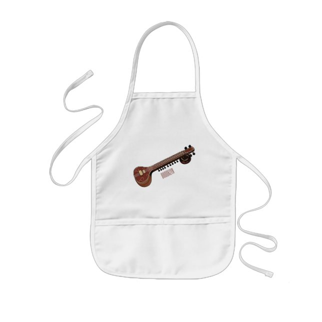 Sitar cartoon illustration kids apron (Front)