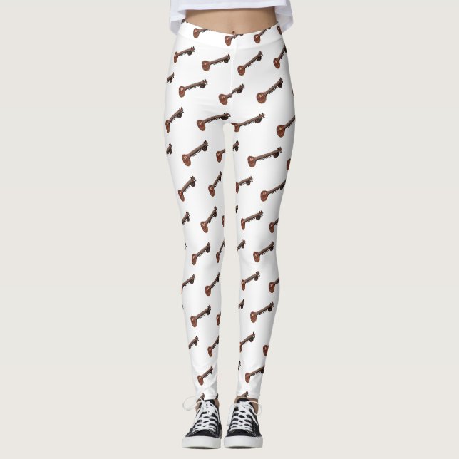Sitar cartoon illustration leggings (Front)