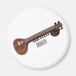 Sitar cartoon illustration magnet