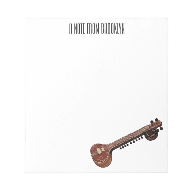 Sitar cartoon illustration notepad (Front)