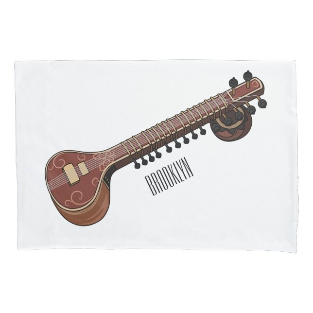 Sitar cartoon illustration pillowcase (Front)