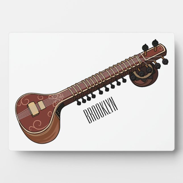 Sitar cartoon illustration plaque (Front)