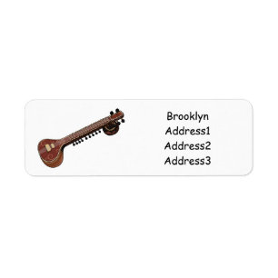 Sitar cartoon illustration return address label