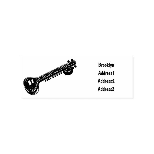 Sitar cartoon illustration rubber stamp (Imprint)