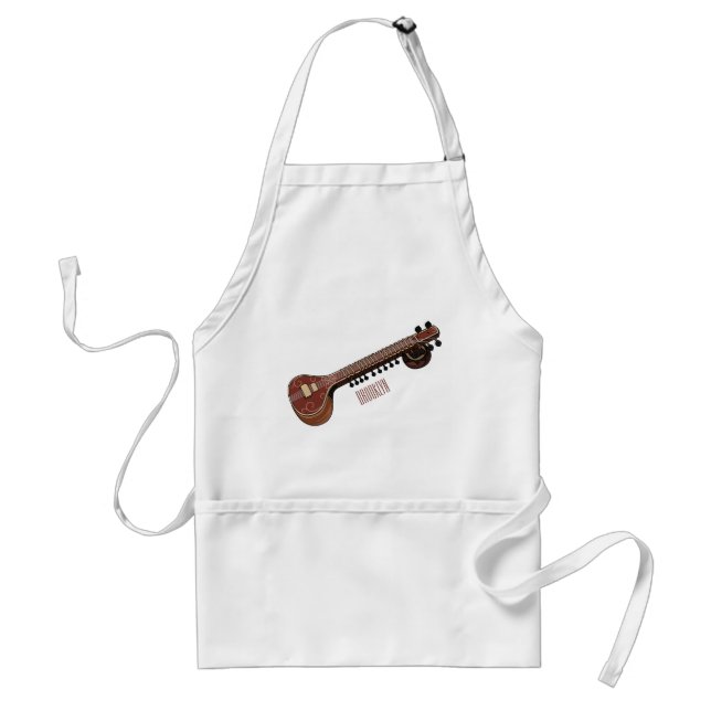 Sitar cartoon illustration standard apron (Front)