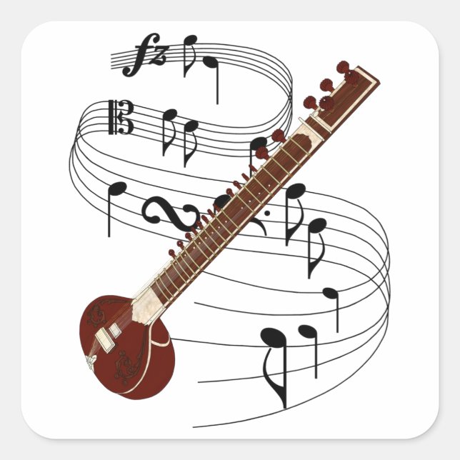 Sitar Square Sticker (Front)