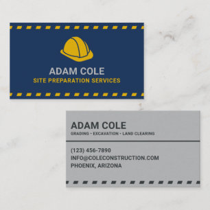 Site Preparation Services Hardhat Dark Blue Business Card