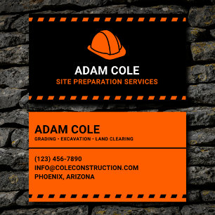 Site Preparation Services Orange Hard Hat Business Card