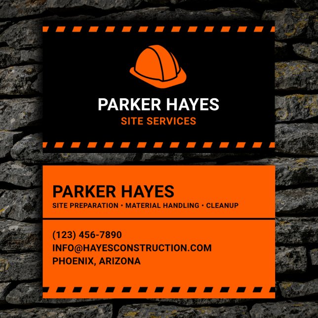 Site Services Orange Hard Hat Business Card (Creator Uploaded)